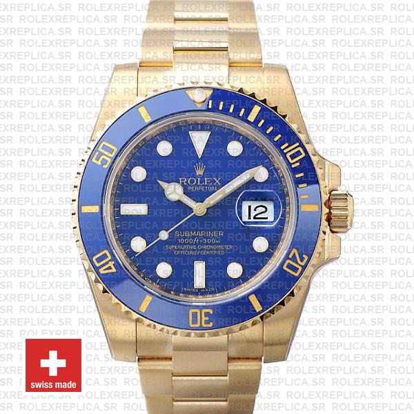 rolex submariner blue dial gold